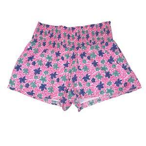 Vineyard Vines Floral Smocked Pull On Shorts Women's Small Plumeria Malibu Pink